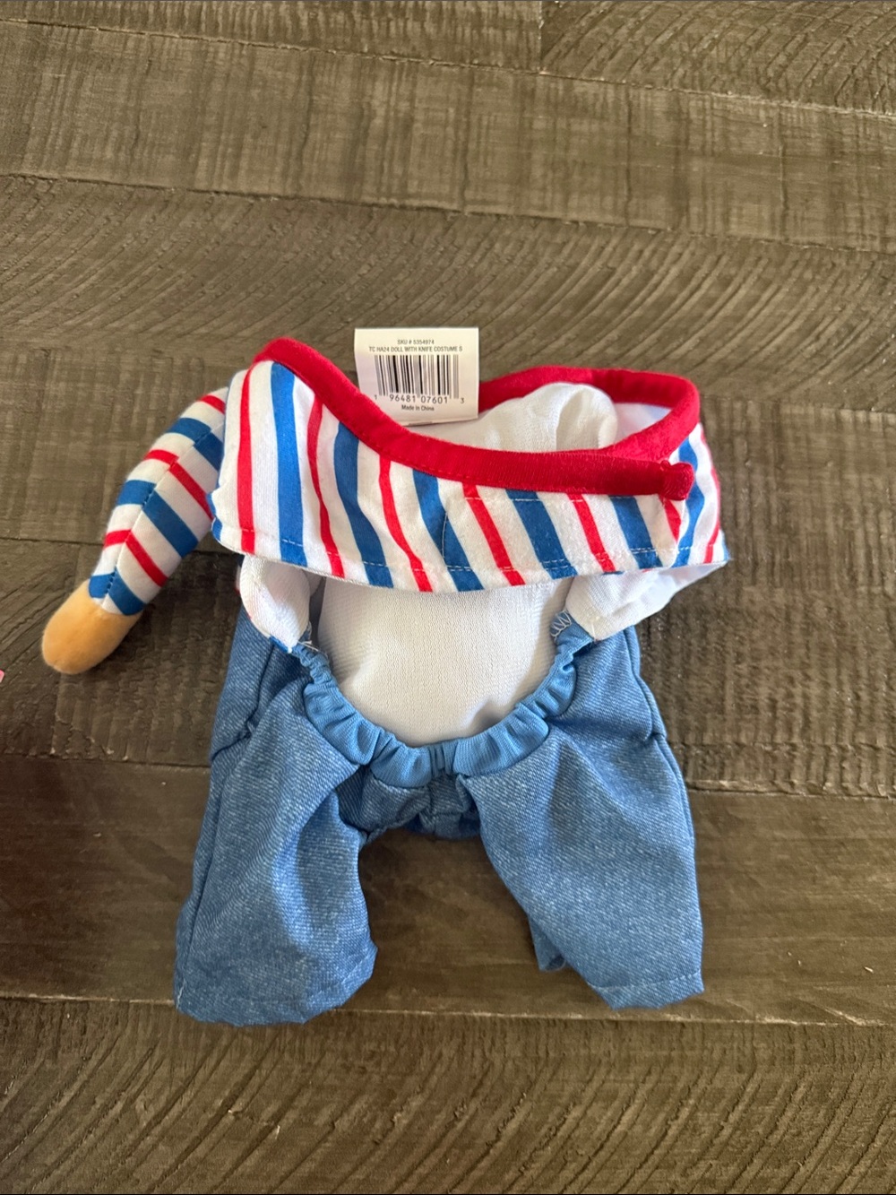 Chucky Striped Red & Blue Pet Costume Overalls for Dogs - Picture 5 of 5